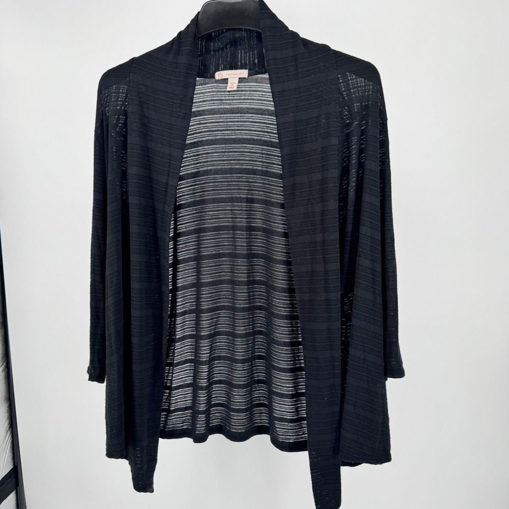 Isaac Mizrahi C.J. Banks Cardigan Set Women‎ 1X 2X Navy Black Open Front Ribbed